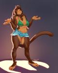 anthro bottomwear bra breasts brown_body brown_fur brown_hair cleavage clothed clothing daisy_dukes denim denim_bottomwear denim_clothing denim_shorts feet female fur gesture hair hotpants minishorts prehensile_feet shorts shrug solo standing toes underwear rayjay haplorhine mammal monkey primate rin_(disambiguation) 2016 4:5