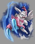 action_pose anthro biped blue_eyes claws fur open_mouth pawpads pose solo tail white_body white_fur haychel nintendo pokemon generation_3_pokemon pokemon_(species) zangoose 2023 absurd_res hi_res