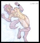 4_toes anthro areola big_breasts black_border blush border breasts claws colored_pencil feet female fur genitals green_eyes hair markings nipples nude paws pussy simple_background solo spots spotted_body spotted_fur tail toes yellow_body cougar_leon autumn_williams hyena mammal spotted_hyena werecreature werehyena 2020 colored_pencil_(artwork) traditional_media_(artwork)