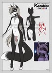 animal_mask anthro black_body black_fur blue_eyes butt chain collar femboy fox_mask fur genitals grey_markings hair long_hair looking_at_viewer male markings mask penis pink_eyes ponytail solo accelo kazuhiro_(accelo) canid canine fox fox_spirit mammal distracting_watermark hi_res watermark