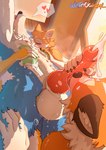 ambiguous_gender animal_genitalia animal_penis anthro balls blue_body blush bodily_fluids canine_genitalia canine_penis cum cum_on_face cumshot cumshot_on_face ejaculation eyes_closed fur genital_fluids genitals glass group heart_symbol licking low-angle_view male nipples nude oral orange_body penile penis penis_grab penis_lick saliva sex shower soap sponge steam tongue touching_leg water wet white_body white_fur window winterookami canid canine canis domestic_dog herding_dog mammal pastoral_dog welsh_corgi wolf absurd_res hi_res huge_filesize