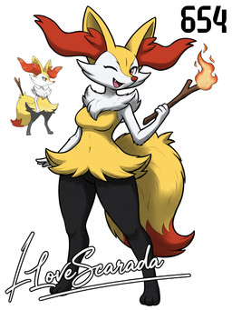 anthro breasts cheek_tuft facial_tuft fangs featureless_breasts featureless_crotch female female_anthro fire fluffy fluffy_tail fur fur_skirt inner_ear_fluff medium_breasts navel neck_tuft one_eye_closed open_mouth simple_background solo stick tail teeth tuft wink yellow_body yellow_fur ilovescarada nintendo pokemon braixen generation_6_pokemon pokemon_(species) 3:4 absurd_res hi_res