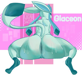 anthro anus anus_focus big_butt bodily_fluids butt digitigrade huge_butt ice looking_at_viewer looking_back male perineum presenting presenting_anus presenting_hindquarters rear_view solo sweat sweatdrop sweaty_butt tail thick_thighs osaugas nintendo pokemon eeveelution generation_4_pokemon glaceon pokemon_(species) hi_res