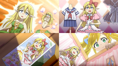 blonde_hair bodily_fluids breasts clothing covering covering_breasts dress duo female genitals green_eyes hair humanoid_pointy_ears not_furry nude pointy_ears ribbons school_uniform shocked shrinking size_difference size_transformation smile tears transformation trapped uniform vulva plushifications elf human humanoid mammal 16:9 2020 4k absurd_res hi_res widescreen