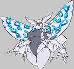 4_arms antennae_(anatomy) anthro bangs big_breasts blue_markings breasts curvy_female curvy_figure empty_eyes featureless_breasts female fingers front_view fur grey_background grey_body hair insect_wings lepidopteran_wings looking_at_viewer low-angle_view markings mouth_closed multi_arm multi_limb navel non-mammal_breasts non-mammal_navel noseless simple_background small_waist smile solo white_body white_eyes wide_hipped_female wide_hips wing_markings wings chef_(artist) leopard_moth_(chef033) arthropod giant_leopard_moth insect lepidopteran moth tiger_moth 2021 digital_drawing_(artwork) digital_media_(artwork) hi_res portrait three-quarter_portrait