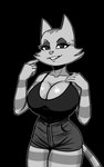 anthro big_breasts breasts cheek_tuft clothed clothing facial_tuft female fur huge_breasts mature_anthro mature_female pointy_ears prick_ears simple_background solo striped_body striped_fur stripes tail thick_thighs tuft wide_hips callmewritefag litterbox_comics fran_(litterbox_comics) domestic_cat felid feline felis mammal 2025 5:8 absurd_res black_and_white digital_drawing_(artwork) digital_media_(artwork) hi_res monochrome screentone shaded sketch