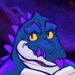 anthro blue_body male purple_body purple_scales scales slightly_chubby solo yellow_eyes ezar_hayakami bri_lyell alligator alligatorid crocodilian reptile scalie 1:1 absurd_res hi_res