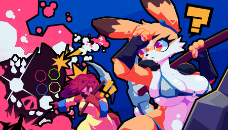 anthro anthro_focus armor big_breasts bikini bikini_armor biped black_outline blue_background bodily_fluids bra breasts chainmail chainmail_bikini clothing countershade_torso countershading dipstick_ears dress duo_focus ear_markings exclamation_point female female_anthro female_focus feral flesh_fang floppy_ears fur gesture glistening glistening_breasts group hair hair_over_eyes hand_gesture holding_pickaxe long_ears lop_ears medium_breasts multicolored_ears negative_space o-ring orange_body orange_eyes orange_fur outline pink_background pointing pointing_at_another question_mark red_body red_hair red_scales rock scales scut_tail short_tail simple_background slim_anthro slim_female snout standing stippling sweat swimwear tail two-piece_swimsuit unconvincing_armor underwear warning wide_hipped_anthro wide_hipped_female wiping_forehead yellow_clothing yellow_dress kappanana atlyss gailus kubold_(atlyss) mekboar poon_(atlyss) 2025 absurd_res cel_shading digital_media_(artwork) english_description half-length_portrait hi_res portrait promotional_material shaded