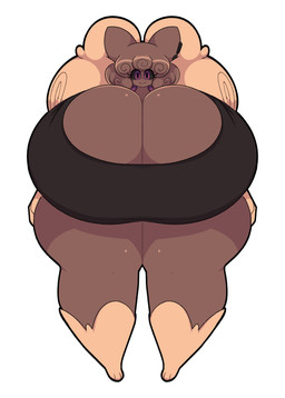 anthro big_breasts black_sclera breasts brown_body brown_hair cleavage clothed clothing female hair huge_breasts huge_thighs hyper hyper_breasts hyper_thighs red_eyes simple_background smile solo standing thick_thighs wide_hips dewbber nintendo pokemon generation_4_pokemon lopunny pokemon_(species) absurd_res character_request digital_media_(artwork) hi_res