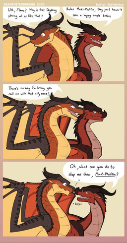 blush boop brown_background brown_body brown_scales dialogue duo facial_scar feral half-closed_eyes long_neck looking_at_another male male/male membrane_(anatomy) membranous_wings narrowed_eyes nose_boop nose_spike red_body red_scales scales scar sharp_teeth simple_background snout speech_bubble talking_to_another teeth text tongue wings worried yellow_eyes darkenstardragon european_mythology mythology wings_of_fire flame_(wof) umber_(wof) dragon mudwing_(wof) mythological_creature mythological_scalie scalie skywing_(wof) western_dragon comic english_text hi_res
