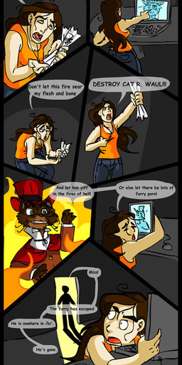 angry blue_bottomwear blue_clothing bottomwear clothing computer dialogue electronics escape female group hell human_focus humor in_denial infatuation insane jewelry necklace not_furry_focus orange_clothing orange_topwear poetry rhyme silhouette solo_focus text topwear blame /b/ 4chan an_american_tail don_bluth yiff_in_hell cat_r._waul domestic_cat felid feline felis human mammal comic digital_media_(artwork) english_text hi_res long_image meme tall_image