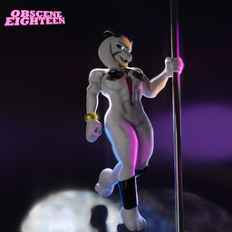 abs accessory anthro bracelet chest_tattoo fangs fist glowing glowing_eyes jewelry latex male markings mole_(marking) muscular muscular_male navel navel_piercing nude pasties paws piercing pole seductive simple_background smile smirk solo stage stripper stripper_pole tasteful_nudity tattoo teeth obsceneeighteensfm undertale undertale_(series) asriel_dreemurr_(god_form) boss_monster_(undertale) bovid caprine goat mammal 1:1 3d_(artwork) absurd_res digital_media_(artwork) hi_res