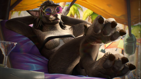 4_fingers anthro black_clothing black_hair black_nose black_thong black_underwear blue_eyes breasts clothing digitigrade eyewear female fingers fur glasses hair looking_at_viewer pawpads paws solo text thong underwear thatworgen blizzard_entertainment warcraft destiney_crawford_(thatworgen) canid mammal werecanid werecreature worgen 16:9 2024 3d_(artwork) 4k absurd_res autodesk_3ds_max_(artwork) digital_media_(artwork) hi_res url watermark widescreen