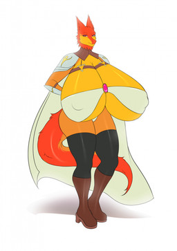 anthro armor aroused big_breasts breasts cleavage clothed clothing curvy_figure duo female fur huge_breasts legwear long_tail mature_female orange_body orange_fur sagging_breasts solo tail unconvincing_armor under_boob voluptuous merciaartlover alice_(alphaleader) animal_humanoid humanoid mammal mammal_humanoid sergal hi_res