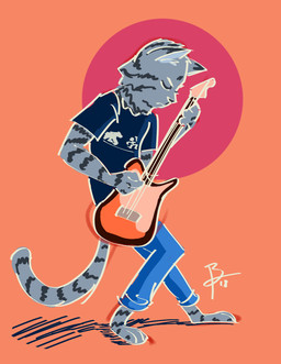 anthro bass_guitar clothed clothing fully_clothed fur grey_body grey_fur guitar male musical_instrument playing_guitar playing_music plucked_string_instrument solo string_instrument thelivingtrashcan domestic_cat felid feline felis mammal 2018