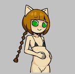 anthro bikini bikini_top blush bottomless clothed clothing female genitals happy loli pregnant pregnant_anthro pregnant_female pussy solo swimwear two-piece_swimsuit underage_pregnancy young young_anthro pongpongrun bemani konami pop'n_music nyami_(pop'n_music) domestic_cat felid feline felis mammal low_res