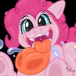 black_background blue_eyes bodily_fluids cutie_mark female feral fur hair happy licking looking_at_viewer messy mouth_shot open_mouth pink_body pink_fur pink_hair saliva simple_background solo teeth tongue tongue_out uvula rena_ayama friendship_is_magic hasbro my_little_pony pinkie_pie_(mlp) earth_pony equid equine horse mammal pony 1:1 hi_res