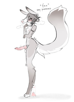 4_toes animal_genitalia animal_penis anthro armband balls big_tail black_choker black_jewelry black_necklace black_nose black_text blush blush_lines canine_genitalia canine_penis chest_tuft choker erection feet femboy fluffy fluffy_tail fur genitals grey_body grey_fur grey_hair hair heart_reaction jewelry knot knotted_penis male necklace nipples pawpads penis pink_eyes pink_nipples pink_pawpads pink_penis side_view simple_background solo speech_bubble standing steam tail text toes tuft white_background white_body white_fur mikosi mikosi_(oc) canid canine fox mammal 2025 colored_sketch english_text hi_res sketch nonbinary_(lore)