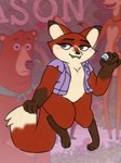 anthro barely_visible_breasts blush bottomless breasts brown_body brown_fur clothed clothing condom fangs featureless_breasts featureless_crotch female fur looking_away open_clothing open_shirt open_topwear partially_clothed pawpads red_body red_fur sexual_barrier_device shirt short_stack solo standing_on_tail teeth topwear white_body white_fur cossy_mason mating_season_(series) netflix canid canine fox mammal 3:4