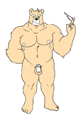 abs anthro balls biceps chastity_cage chastity_device chastity_key deltoids feet genitals hand_behind_back lock looking_at_viewer male metal_chastity_cage muscular muscular_legs muscular_sub nipples one_eye_closed padlock pecs penis simple_background smile solo standing submissive white_background wink witherrose1 bear mammal 2020