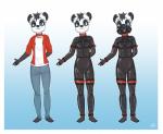 anthro border clothed clothing eye_markings gas_mask gimp_suit gradient_background hair harness male markings mask multicolored_hair simple_background solo standing straps white_border zipper alec8ter conditional_dnp kai-panda bear giant_panda mammal 2018 hi_res multiple_versions signature