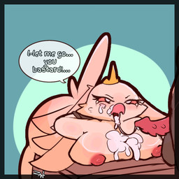 after_oral anthro balls big_breasts big_butt blush bodily_fluids breasts butt crown cum cum_in_mouth cum_inside cum_on_breasts cum_on_face duo erection feathers female forced fur genital_fluids genitals headgear huge_breasts male male/female nipples nude oral oral_penetration penetration penis rape restrained restraints sex simple_background tail text thick_thighs zaw hellaverse helluva_boss stella_(helluva_boss) avian bird demon owl owl_demon 1:1 digital_media_(artwork) hi_res