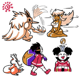 2_antennae 5_fingers ambiguous_feral ambiguous_gender barefoot beak big_breasts black_clothing black_hair black_thong black_underwear blush blush_stickers bodily_fluids breasts brown_body brown_ears brown_skin carrying_another cleavage clothed clothed_female clothed_humanoid clothing coin crop_top expressive_mask eyes_closed fanning feet female female_humanoid feral fingers footwear group hair hands_on_legs hands_on_own_legs hands_on_own_thighs hands_on_thighs holding_object hooded_robe humanoid_pointy_ears kneeling long_hair looking_up motion_blur navel on_head open_mouth open_smile pointy_ears pointy_nose red_blush red_clothing red_robe robe sharp_teeth shirt shoes side_view simple_background smile sun sweat tan_hair teeth thong topwear underwear walking white_background white_body white_clothing white_crop_top white_skin white_topwear genocityzone mario_bros nintendo pokemon autumn_(genocityzone) sadie_(genocity) bandit_(mario) delibird generation_2_pokemon generation_3_pokemon generation_9_pokemon gimmighoul humanoid pokemon_(species) shiftry hi_res