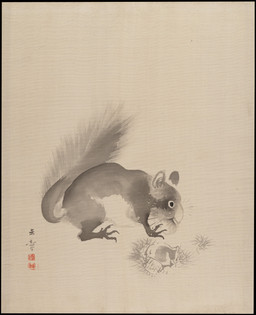 ambiguous_feral ambiguous_gender chestnut cjk_character eating feral food fruit fur long_tail nut_(fruit) plant quadruped side_view simple_background solo standing tail whiskers kawabata_gyokusho public_domain mammal rodent sciurid tree_squirrel 19th_century absurd_res ancient_art hi_res painting_(artwork) traditional_media_(artwork) traditional_painting_(artwork)