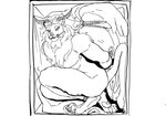 anthro arms_tied bdsm bit_gag bondage bound box caged container container_bondage feathered_wings feathers feet_tied gag hands_behind_back horn in_box in_container looking_at_viewer male mane multi_wing pecs restraints rope rope_bondage solo wings boni_(artist) delicious_in_dungeon iranian_mythology middle_eastern_mythology mythology winged_lion_(delicious_in_dungeon) felid lion mammal manticore pantherine 2021 black_and_white hi_res monochrome