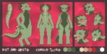 anthro female green_body green_scales scales solo kiathewolf27 dot_vice_(chesey55) spots_vice_(chesey55) kobold lizard reptile scalie hi_res model_sheet