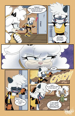 anthro blue_eyes clothing duo female female_anthro fingerless_gloves fur glare gloves handwear horn nervous paddle_ball purple_eyes text wool_(fur) vivacious_vixen idw_publishing sega sonic_the_hedgehog_(comics) sonic_the_hedgehog_(idw) sonic_the_hedgehog_(series) lanolin_the_sheep_(sonic) tangle_the_lemur bovid caprine lemur mammal primate ring-tailed_lemur sheep strepsirrhine comic english_text hi_res