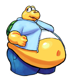 anthro bandage bandage_on_face bandage_on_nose belly belly_overhang belly_peeking_out biped blush blush_lines bottomwear chubby_cheeks clothing denim denim_bottomwear denim_clothing green_shell half-closed_eyes hoodie jeans looking_away love_handles male moobs muffin_top narrowed_eyes obese obese_anthro obese_male open_mouth overweight overweight_anthro overweight_male pants shell shirt shy simple_background solo standing thick_thighs three-quarter_view topwear undersized_clothing white_background yellow_body noctoon mario_bros nintendo paper_mario paper_mario:_the_thousand_year_door koops koopa koopa_troopa reptile scalie tortoise turtle 2019 digital_drawing_(artwork) digital_media_(artwork) hi_res portrait signature three-quarter_portrait