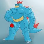 abs anthro balls biceps big_muscles big_penis bodily_fluids claws cum erection genital_fluids genitals humanoid_genitalia humanoid_penis hyper male muscular muscular_anthro muscular_male non-mammal_balls nude pecs penis pose smile solo vein mixureru nintendo pokemon feraligatr generation_2_pokemon pokemon_(species) reptile scalie 1:1 2012 hi_res