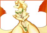 3_fingers 3_toes ambiguous_anthro ambiguous_gender anthro anthro_on_anthro anthrofied barely_visible_genitalia barely_visible_pussy big_tail biped black_nose blush breasts breath brown_inner_ear carrying_another carrying_partner cheek_tuft crotch_tuft dipstick_tail duo eyelashes facial_tuft feet female female/ambiguous female_anthro fingers fluffy fluffy_chest front_view fur genitals green_body green_ears green_eyes green_tail head_between_breasts head_tuft interspecies kemono larger_anthro larger_female leaf leaf_tail leg_markings looking_at_viewer markings multi_tail multicolored_body multicolored_fur multicolored_tail nude open_mouth orange_inner_ear panting paws pokemorph pupils pussy red_body red_eyes red_fur red_tail red_tail_tip semi-anthro simple_background size_difference size_play slit_pupils smaller_ambiguous smaller_anthro smile socks_(marking) spiral_eyes standing tail tail_markings tan_body tan_fur thick_thighs toes tuft two_tone_body two_tone_fur two_tone_tail white_background yellow_body yellow_ears yellow_fur yellow_tail mohurin nintendo pokemon canid canine eeveelution generation_1_pokemon generation_4_pokemon leafeon mammal ninetales pokemon_(species) 2025 colored digital_media_(artwork) half-length_portrait hi_res portrait shaded simple_shading