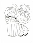 big_breasts boots bracelet breasts clothing dress duo eyelashes eyes_closed female footwear inside_trash_can jewelry shoes trash_can omegasunburst sega sonic_the_hedgehog_(series) amy_rose rouge_the_bat bat eulipotyphlan hedgehog mammal hi_res monochrome sketch