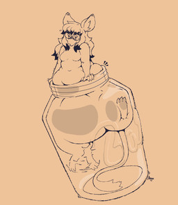 anthro bangs belly big_belly blush bottom_heavy breasts butt container embarrassed eyes_closed eyewear featureless_breasts featureless_crotch female glass glasses hair highlights_(coloring) huge_hips hyper hyper_hips hyper_pear in_container in_jar jar long_hair mason_jar monobutt navel overweight overweight_female paws round_glasses solo straining stuck tail tail_tuft tuft wide_hips salivaried pony_cum_jar_project tyzias mammal mouse murid murine rodent hi_res meme trans_(lore) trans_woman_(lore)