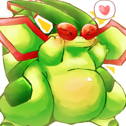 3_fingers anthro belly big_belly big_tail border eyes_closed fat_arms female female_anthro fingers green_body heart_symbol horn huge_belly huge_thighs obese obese_anthro obese_female overweight overweight_anthro overweight_female red_body simple_background solo speech_bubble tail thick_tail thick_thighs white_border wings yellow_background felipotyphlosion mythology nintendo pokemon dragon flygon generation_3_pokemon mythological_creature mythological_scalie pokemon_(species) scalie 2026 colored colored_line_art digital_drawing_(artwork) digital_media_(artwork) hi_res