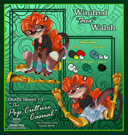 abstract_background amputee anthro blush blush_lines border bottomwear breasts clothing color_swatch cuff_(restraint) curly_hair denim denim_bottomwear denim_clothing denim_shorts disability eyewear female glasses green_border hair markings prosthetic prosthetic_leg prosthetic_limb purple_eyes raised_tail red_hair restraints seashell shell shorts shy_smile small_breasts solo spread_legs spreading sweatband tail text text_box wearing_glasses whisker_markings whisker_spots whiskers wrist_cuffs wastedtimeee jurassic_park universal_studios mammal mustelid otter river_otter absurd_res english_text hi_res model_sheet url