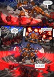 absurd_res comic dialogue english_text explosion hi_res in_our_shadow kitfox-crimson machine mecha outside size_difference smoke text zero_pictured