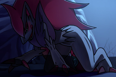 ambiguous_gender ambiguous_on_bottom anthro arm_tuft blush bodily_fluids chest_tuft digitigrade duo elbow_tuft female female/ambiguous female_on_top fluffy fluffy_chest fur genital_fluids grey_body grey_fur hand_on_neck interspecies looking_at_another on_bottom on_top open_mouth pokephilia straddling tongue tongue_out tuft vaginal_fluids katahane3 nintendo pokemon generation_5_pokemon mammal pokemon_(species) zoroark 3:2 digital_media_(artwork)