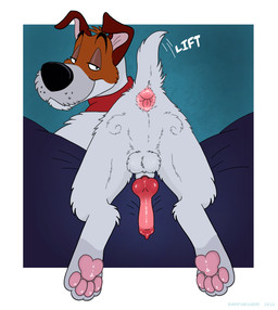 anatomically_correct anatomically_correct_anus animal_genitalia animal_penis anus butt canine_genitalia canine_penis feral genitals kerchief knot knotted_penis looking_at_viewer looking_back male neckerchief neckwear pawpads paws penis presenting presenting_anus presenting_balls presenting_hindquarters presenting_penis raised_tail sheath solo tail tail_anus badfurgood disney oliver_and_company dodger_(disney) canid canine canis domestic_dog mammal hi_res