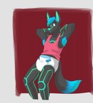 anthro biped clean_diaper clothed clothing diaper dipstick_tail fur hair male markings shirt simple_background solo standing tail tail_markings topwear wearing_diaper gabebuck cypher_(diaperedglowwolf) canid canine canis mammal wolf 2018 digital_drawing_(artwork) digital_media_(artwork) hi_res