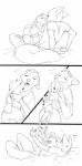 2016 absurd_res anthro bed bite biting_lip black_and_white bottomwear canid canine claws clothed clothing comic dialogue digital_media_(artwork) disney duo english_text female fox fur furniture hi_res inter_schminter judy_hopps kissing lagomorph leporid male mammal monochrome nick_wilde open_mouth rabbit red_fox shorts simple_background speech_bubble spintherella teeth text true_fox white_background wide_hips zootopia