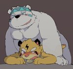 anthro belly big_dom_small_sub black_nose blush bodily_fluids dominant duo fur humanoid_hands kemono male male/male moobs overweight overweight_male sex size_difference tears white_body white_fur flappydog bear mammal polar_bear ursine 2017