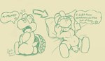 anthro bed belly big_butt big_penis bubble_butt butt clothing dialogue directional_arrow embarrassed footwear footwear_only foreskin furniture genitals male moobs mostly_nude partially_retracted_foreskin penis pillow shell shoes shoes_only slightly_chubby solo speech_bubble tail text undressing walk-in chaotic_arisen mario_bros nintendo paper_mario paper_mario:_the_thousand_year_door koops koopa koopa_troopa reptile scalie turtle english_text