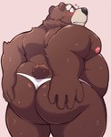 12beat13 2023 absurd_res anthro bear belly big_belly big_butt black_nose blush brown_body butt clothing hi_res humanoid_hands kemono male mammal overweight overweight_anthro overweight_male solo underwear