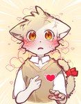 5_fingers anthro blush blush_lines clothed clothing fingers heart_symbol heartbeat kemono male male_anthro pawpads pink_pawpads solo tail young young_anthro young_male popokachip poka_(popokachip) domestic_cat felid feline felis mammal hi_res