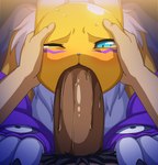 anthro anthro_penetrated big_penis biped black_nose blue_eyes blush bodily_fluids breasts brown_body brown_skin chest_tuft deep_penetration deep_throat digiphilia duo erection eye_contact face_fucking fellatio female female_focus female_on_human female_penetrated first_person_view forced forced_oral fur genitals hand_on_belly head_grab human_on_anthro human_penetrating human_penetrating_anthro human_pov humanoid_genitalia humanoid_penis interspecies irrumatio kneeling looking_at_another looking_at_partner looking_at_viewer lying_and_blow_position male male/female male_on_anthro male_penetrating male_penetrating_female male_pov one_eye_closed oral oral_penetration penetrating_pov penetration penile penile_penetration penis penis_in_mouth pubes pupils questionable_consent rough_oral rough_sex saliva saliva_on_penis sex slit_pupils solo_focus sweat tears thick_penis thrusting thrusting_into_mouth tuft two-handed_face_fucking yellow_body yellow_fur 68_(artist) bandai_namco digimon canid canine digimon_(species) human mammal renamon 2014 2d_animation animated animated_png frame_by_frame loop short_playtime