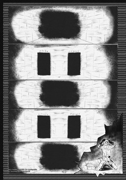 6_panel_comic agony anthro biped black_hair clothed clothing corridor fingers floor gloves hair handwear kneeling male open_mouth page_number solo tail teeth text tongue wall_(structure) white_text leprzil mammal murid murine rat rodent 2026 artist_name comic english_text hi_res monochrome