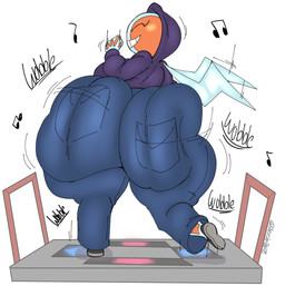 anthro big_breasts big_butt black_clothing black_footwear black_shoes blue_clothing blue_wings bottomwear breasts butt butt_jiggle clothed clothed_anthro clothed_female clothing dance_dance_revolution_machine dance_pad dancing denim denim_bottomwear denim_clothing eyelashes eyes_closed female footwear fully_clothed fully_clothed_anthro fully_clothed_female happy hood_up hoodie huge_butt huge_hips huge_thighs hyper hyper_butt hyper_hips hyper_thighs jeans jiggling music musical_note musical_symbol onomatopoeia orange_body pants plasma pockets purple_clothing rhythm_game_controller shaking_butt shoes smile solo sound_effects symbol text thick_thighs topwear wide_hips wings sketchyboi08 bemani dance_dance_revolution game_freak konami nintendo pokemon generation_4_pokemon humanoid normal_rotom pokemon_(species) rotom absurd_res hi_res